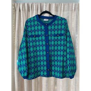Vintage Cricket Lane Argyle Golf Cardigan Sweater